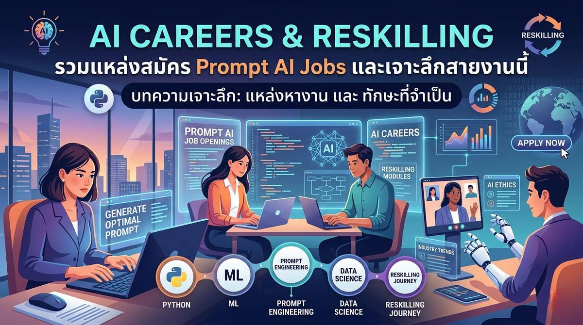 AI Careers & Reskilling รวมแหล่งสมัคร Prompt AI Jobs และเจาะลึกสายงานนี้